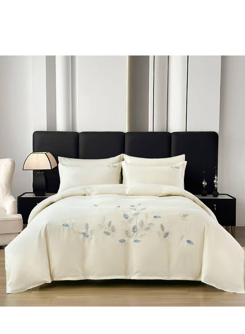 طقم لحاف أنيق وعصري مكون من 6 قطع بأغطية مطرزة بحجم كينج لتعزيز ديكور غرفة نومك