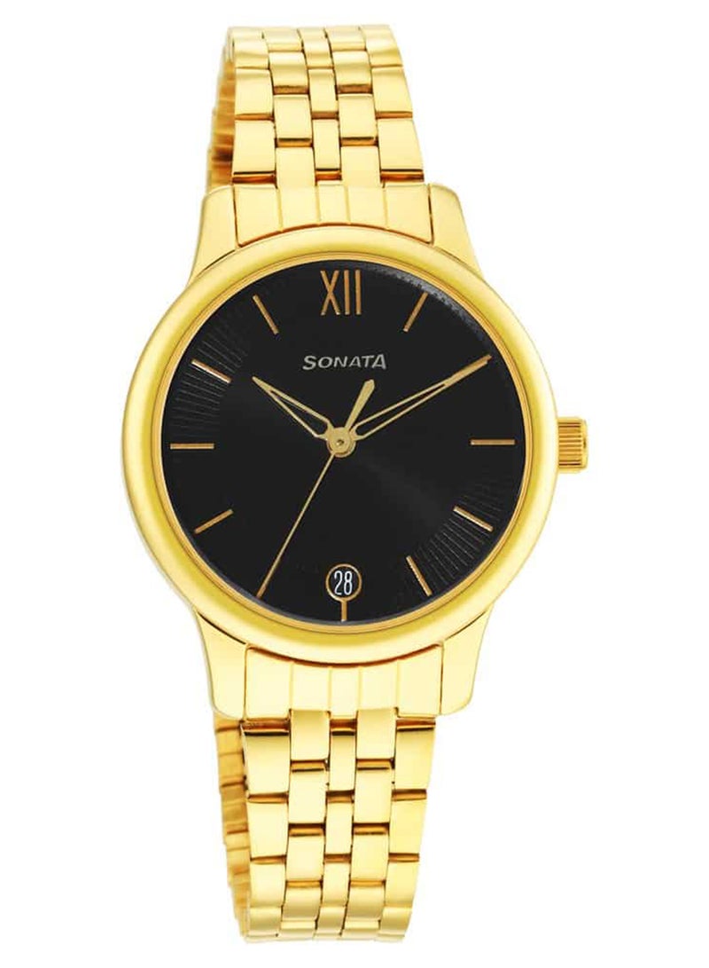 Sonata Women's Analog Round Shape Stainless Steel Wrist Watch 8178YM03 - 38 Mm - Image 1