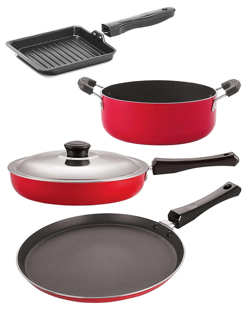 Nirlon Nirlon Odor Free 3 Layer Non Stick Coating Cookware Gift Item Set of 4 Pieces with Bakelite Handle FT11_FP13_SPB_CS24 
