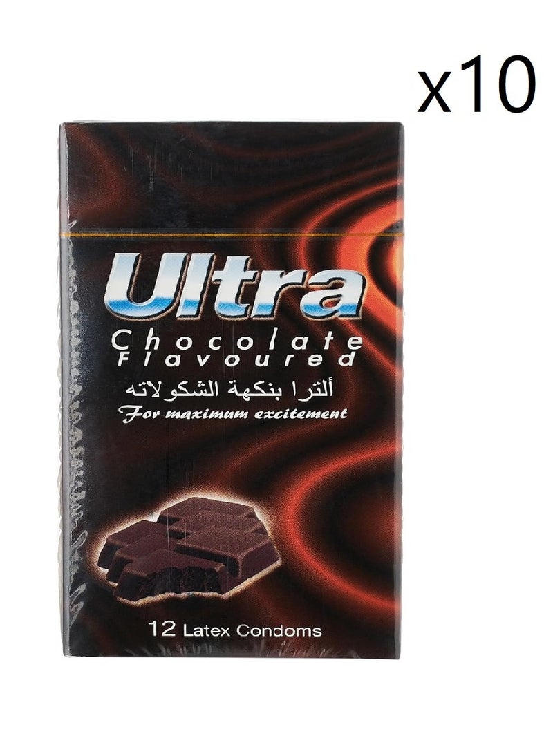 Ultra condoms with chocolate flavor, 12 pieces, 10 pack
