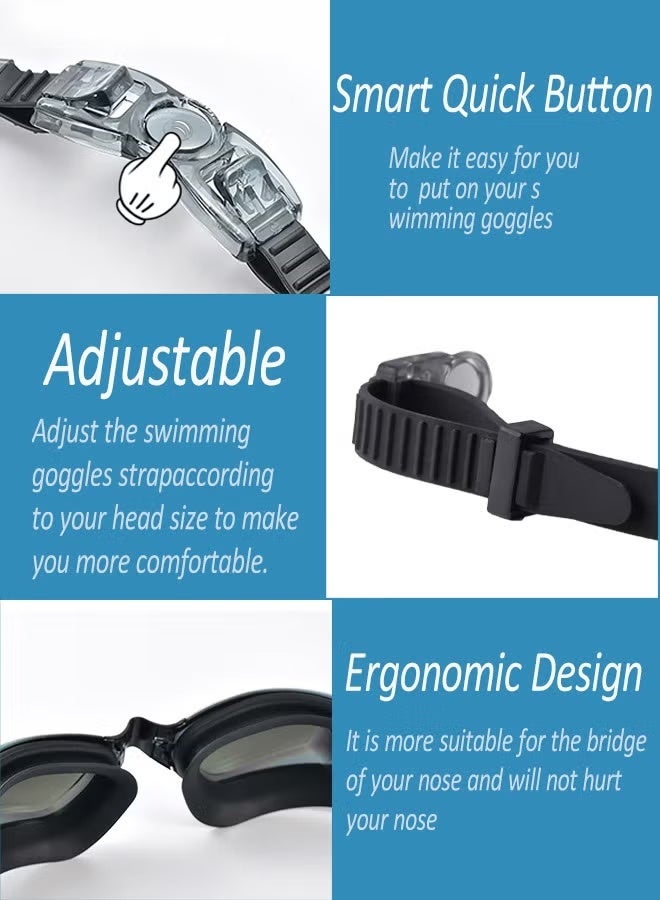 سيستار مجموعة نظارات سباحة مضادة للضباب من خمس قطع، تتضمن قبعة سباحة، وسدادات أذن، ومشبك أنف، ونظارات واقية مانعة للتسرب. تحجب الأشعة فوق البنفسجية بفعالية - مناسبة للجنسين. - Image 4