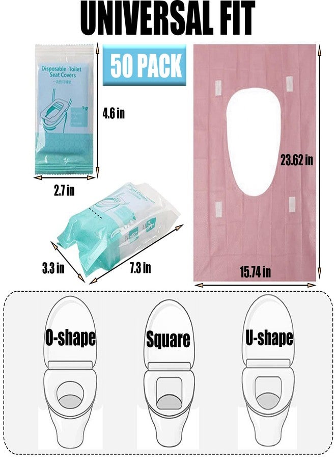 Rgqphantom 50 Pack Toilet Seat Covers Disposable 16x24 Inch XL Portable Toilet Liners Travel Seat Cover for Outdoors,Hotel, Hospital, Travel, Public Toilet Seat Cover (50pack, PINK) - Image 2
