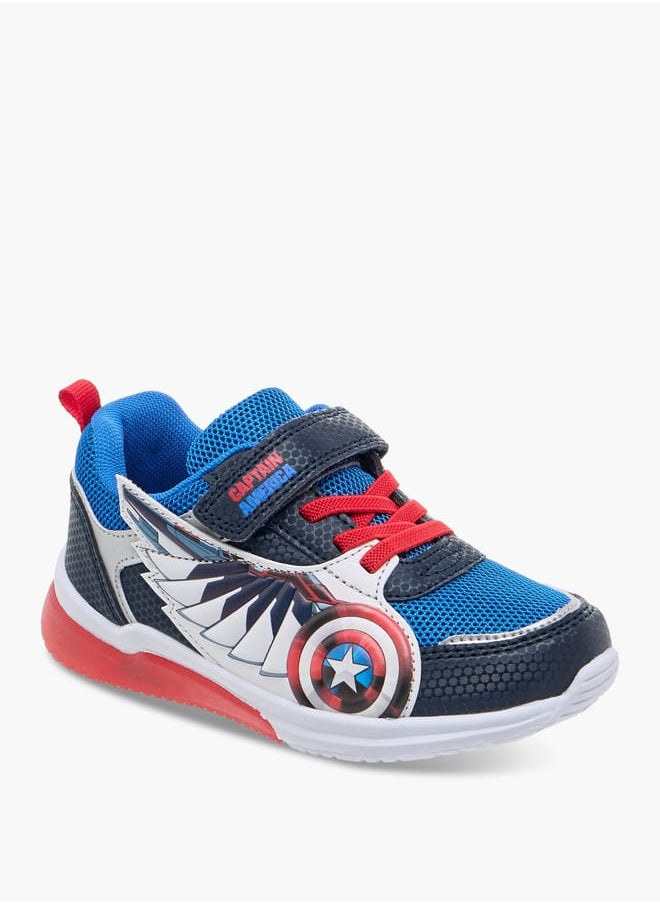 MARVEL - Boys Captain America Print Light-Up Sneakers with Hook and Loop Closure - Image 1