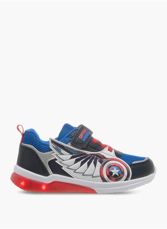 MARVEL - Boys Captain America Print Light-Up Sneakers with Hook and Loop Closure - Image 1