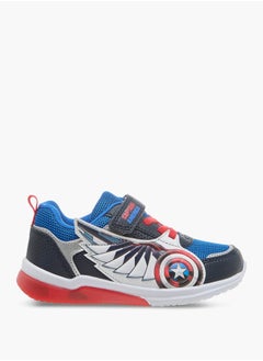 MARVEL Boys Captain America Print Light-Up Sneakers with Hook and Loop Closure  - Image 3