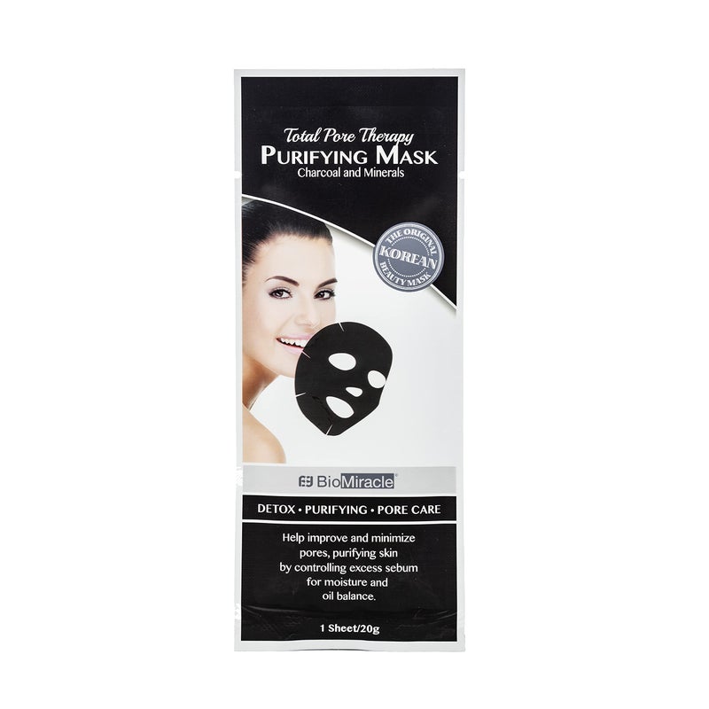 BioMiracle Total Pore Therapy Purifying Mask, Detoxifying Mask, Shrink Pores, Plant Stem Cell Treatment, Collagen Infusions, Vitamin E, (5 Pack) - Image 1