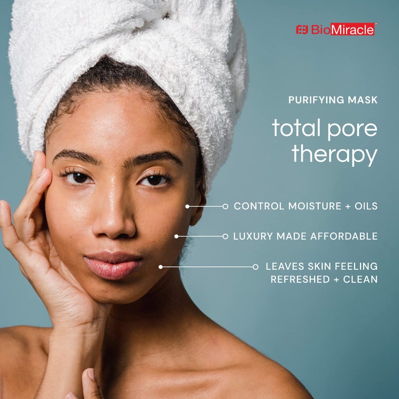 BioMiracle Total Pore Therapy Purifying Mask, Detoxifying Mask, Shrink Pores, Plant Stem Cell Treatment, Collagen Infusions, Vitamin E, (5 Pack) - Image 4