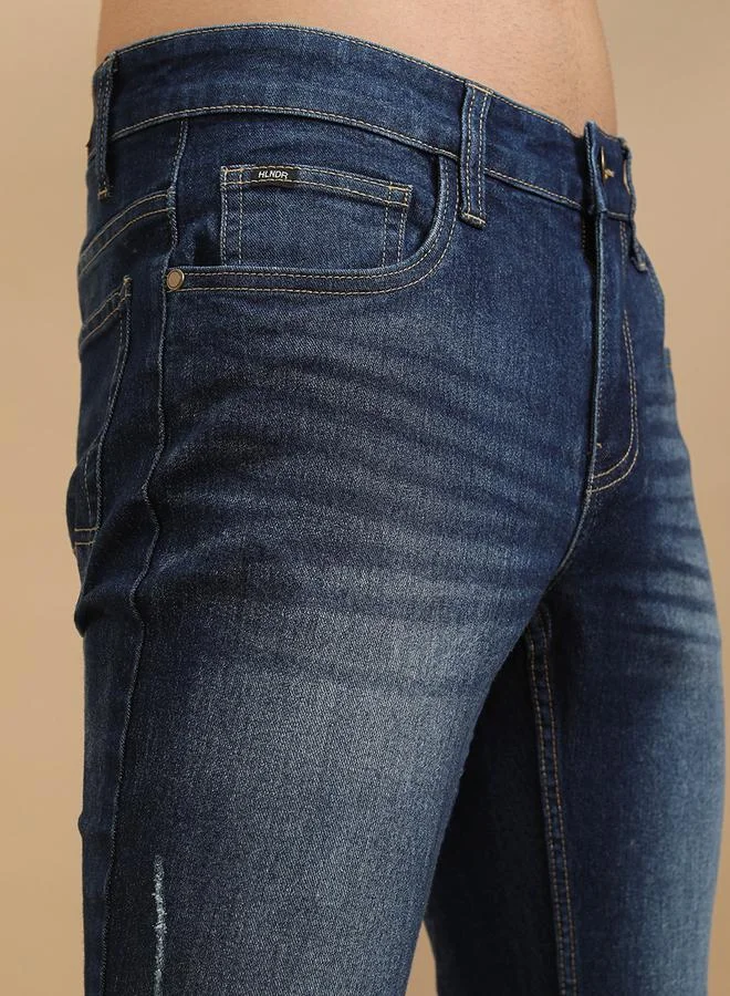HIGHLANDER Mid Rise Slim Fit Faded Jeans with Distress Detail by Styli