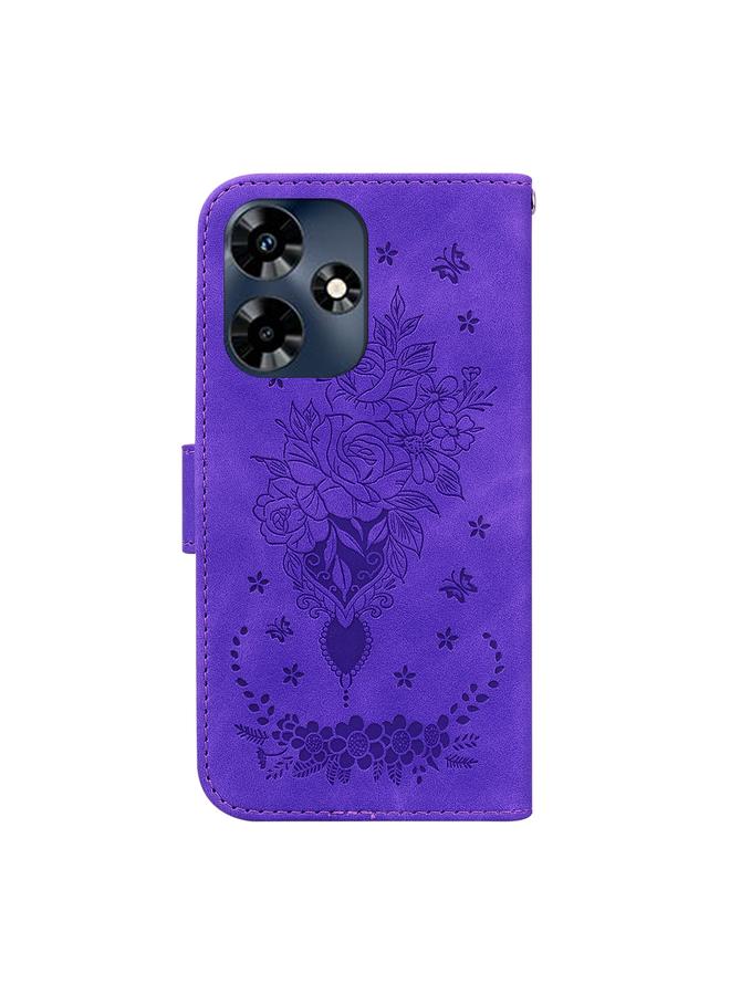 اس-توب جراب لهاتف Infinix Hot 30 مصنوع من الجلد المنقوش بنقشة الفراشة الوردية - Image 3