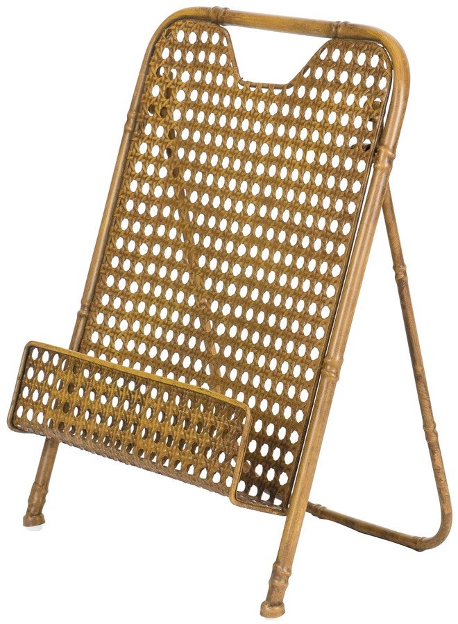 Red Co. 13.5 x 10 inch Decorative Foldable Metal Wire Bamboo Cookbook Stand & Recipe Holder, Aged Gold - Image 1