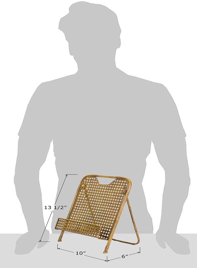 Red Co. 13.5 x 10 inch Decorative Foldable Metal Wire Bamboo Cookbook Stand & Recipe Holder, Aged Gold - Image 5