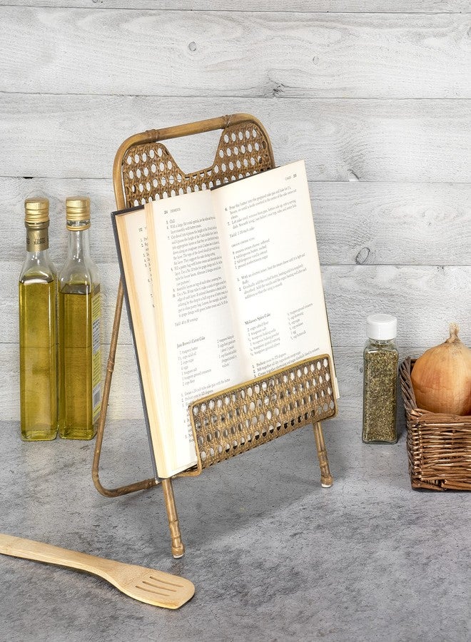 Red Co. 13.5 x 10 inch Decorative Foldable Metal Wire Bamboo Cookbook Stand & Recipe Holder, Aged Gold - Image 4