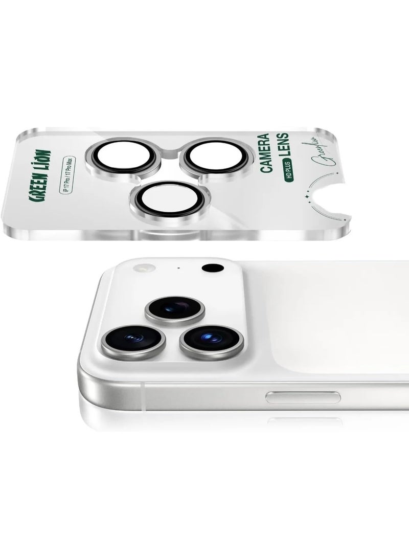 جرين ليون عدسة كاميرا آيفون 17 6.1 HD Plus / عدسات فائقة الوضوح / زجاج متين 9H / مضاد لبصمات الأصابع / حماية من الكسر / مقاوم للماء / وضوح عالي - فضي - Image 3