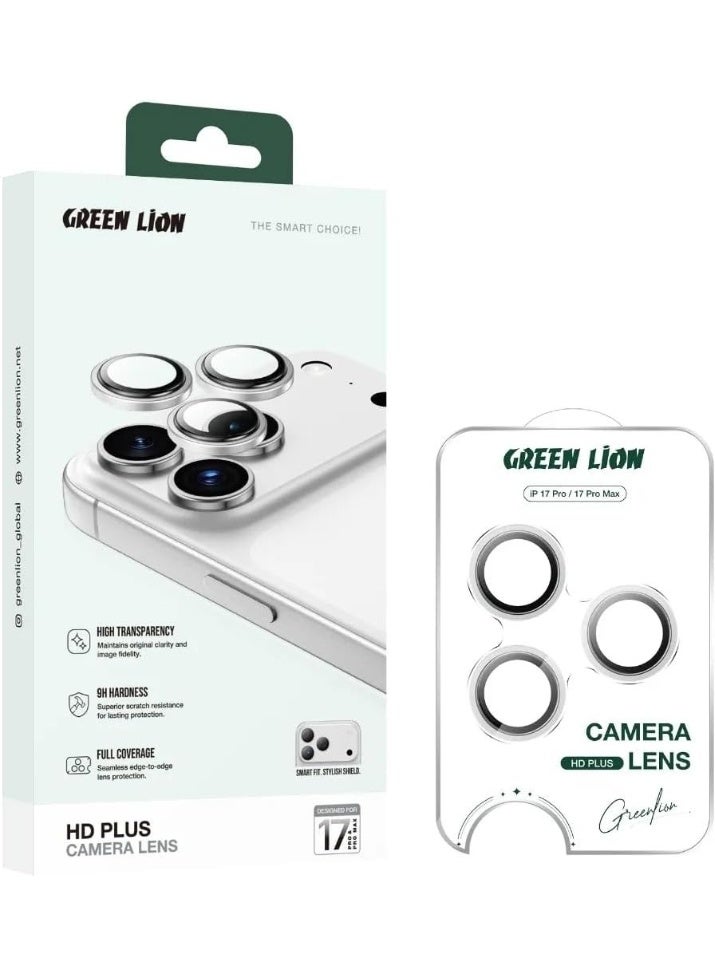 جرين ليون عدسة كاميرا آيفون 17 6.1 HD Plus / عدسات فائقة الوضوح / زجاج متين 9H / مضاد لبصمات الأصابع / حماية من الكسر / مقاوم للماء / وضوح عالي - فضي - Image 4