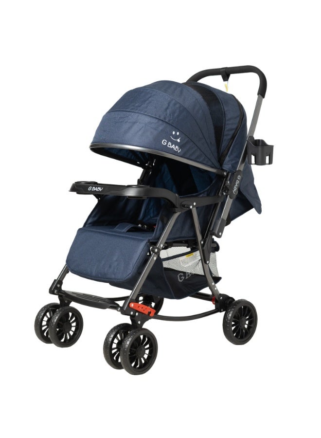 G Baby (G22) stroller baby/Kids Travel Stroller Reversible Handle, LIGHTWEIGHT, COMPACT DESIGN,Mosquito Net,Advanced Stroller with DETACHABLE FOOD TRAY(blue) - Image 4