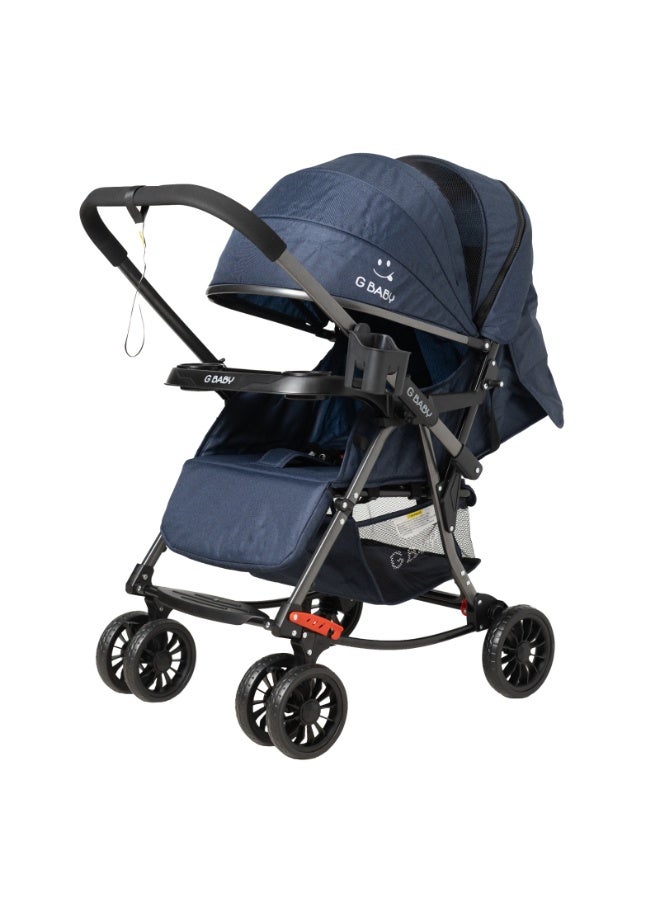 G Baby (G22) stroller baby/Kids Travel Stroller Reversible Handle, LIGHTWEIGHT, COMPACT DESIGN,Mosquito Net,Advanced Stroller with DETACHABLE FOOD TRAY(blue) - Image 3