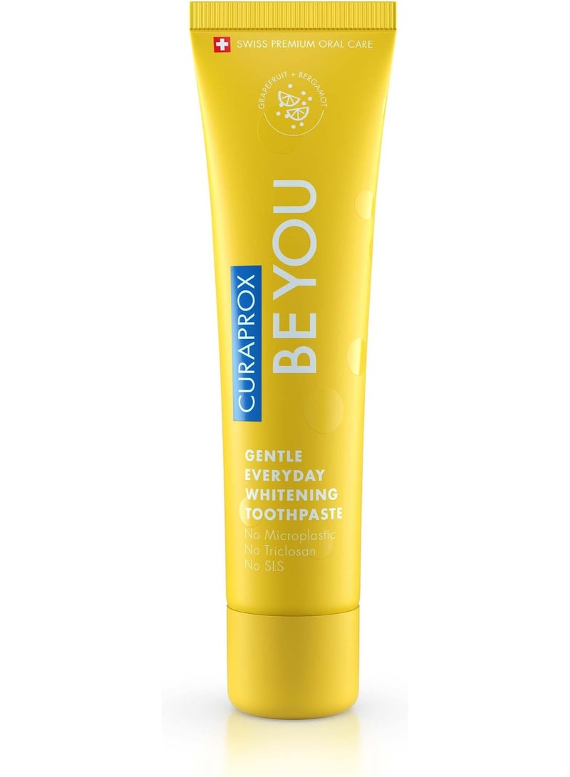 CURAPROX Be You Grapefruit + Bergamot Toothpaste | 60ml | Fluoride Toothpaste for Gentle Whitening | SLS-Free, Microplastic-Free, Triclosan-Free | Fresh & Refreshing Flavor, Yellow - Image 1