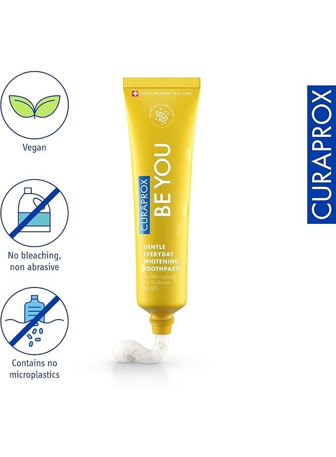 CURAPROX Be You Grapefruit + Bergamot Toothpaste | 60ml | Fluoride Toothpaste for Gentle Whitening | SLS-Free, Microplastic-Free, Triclosan-Free | Fresh & Refreshing Flavor, Yellow - Image 3