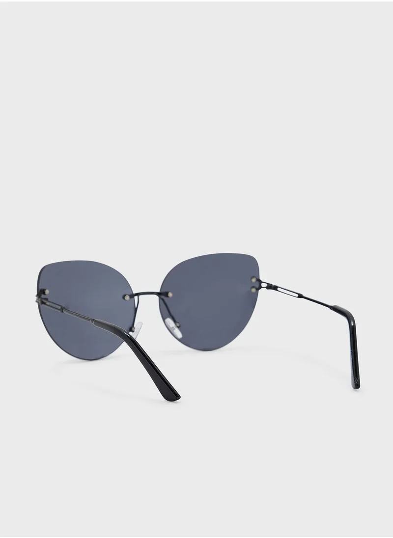 جينجر Rimless Cat Eye Sunglasses