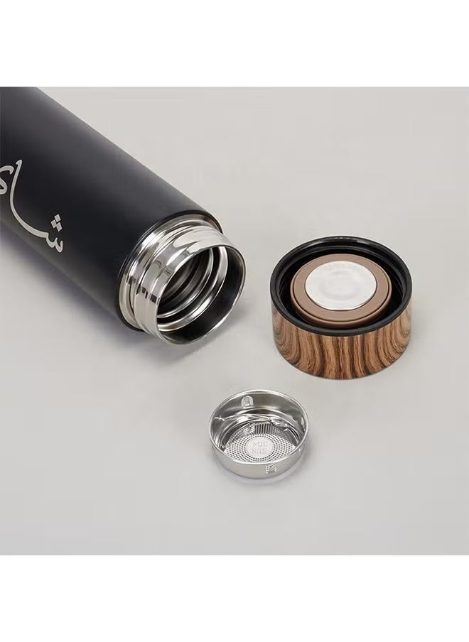 Aijmil مجموعة أكواب قهوة ستانلس ستيل عازلة مع غطاء خشبي - تصميم أنيق بنقوش عربية للسفر والاستخدام اليومي - Image 5