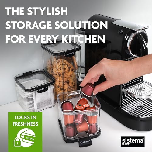 Sistema Tritan Ultra Airtight Pantry Kitchen Storage Containers 5Pack Clear Stackable Square Food Storage BPAFree Dishwasher FreezerSafe MicrowaveSafe Without Lid - Image 3