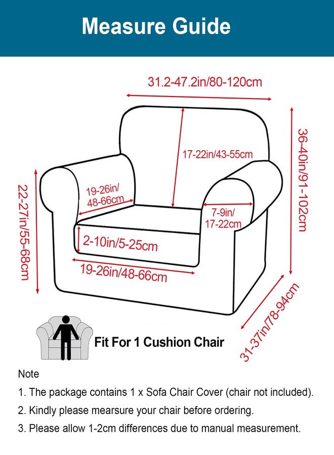 CRFATOP 2 Piece Soft Fitted Sofa Couch Cover Stretch Armchair Cover Slipcovers 1 Seat Chair Slip Cover with Arms Washable Furniture Protector for Living Room Pet Dog,(Small,C10) - Image 2