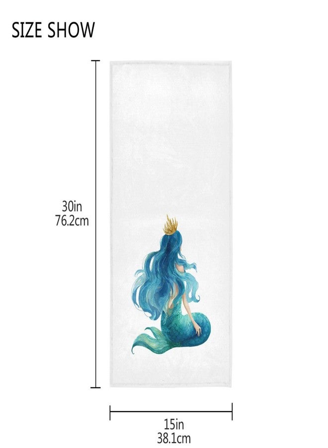 Wamika Watercolor Beautiful Mermaid Character Hand Towels Cute Sea Cartoon Bath Towels Soft Absorbent Multipurpose Bathroom Towel for Hand,Face,Spa and Gym,15x30 in - Image 3