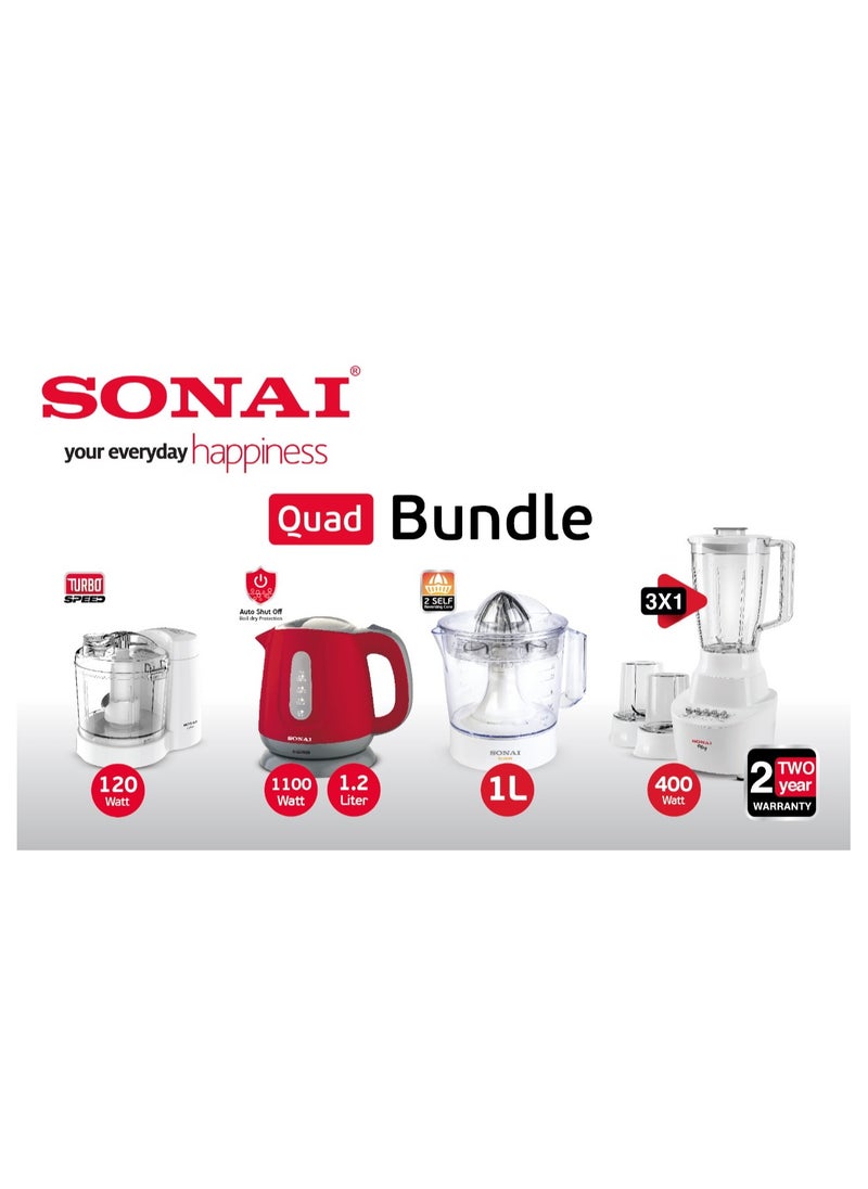 Sonai bundle 4x1, blender 400w, Juicer 1L,Chopper turbo 350ml, Kettel 1,2 1100 Watt , Mar-4411  - Image 1