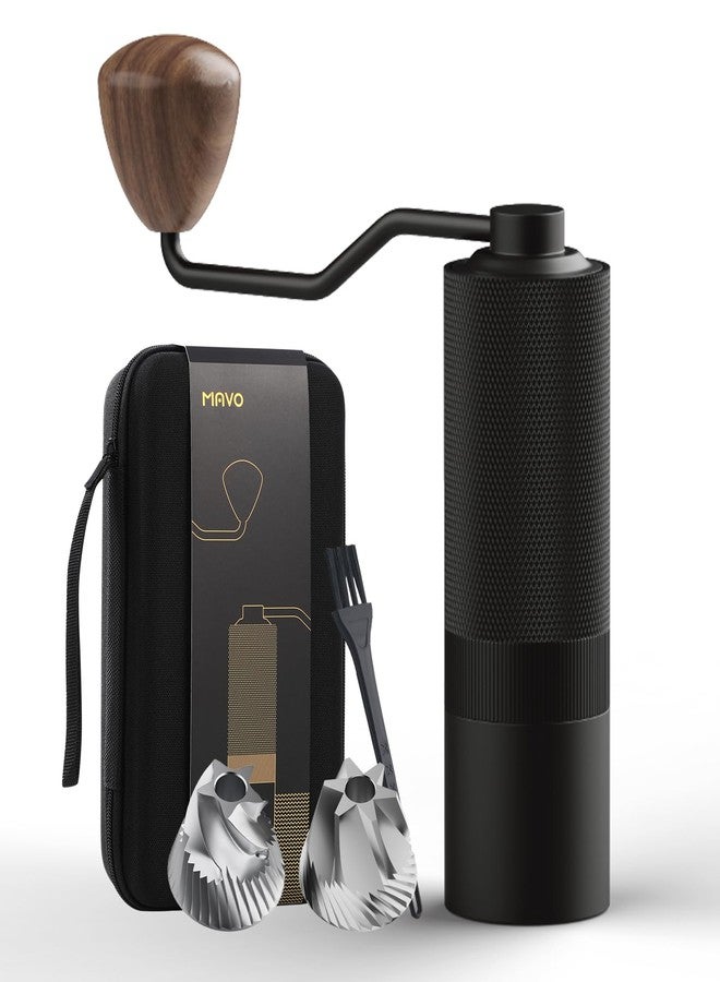 MAVO Manual Coffee Grinder, Wizard Hand Coffee Grinder, Capacity 25g with 2PCS CNC Stainless Steel Conical Burr -Pentagon and Hexagonal, Burr Coffee Bean Grinder for French Press, Pour Over, Black - Image 1