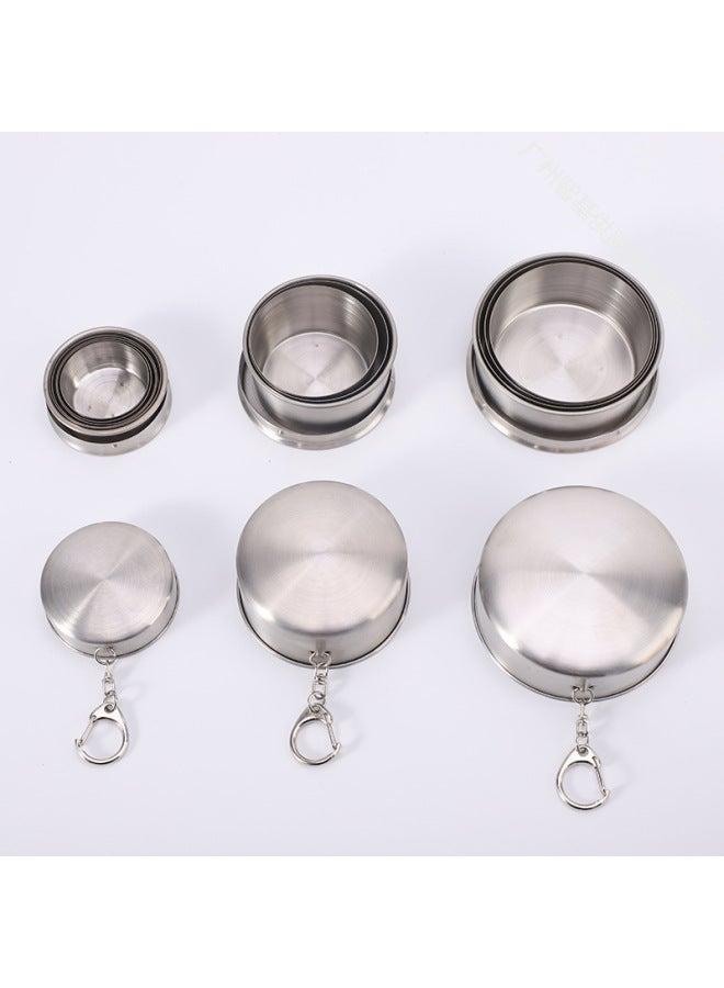 Stainless Steel Retractable Cup Folding Cup Outdoor Travel Wash Cup Portable Creative Compression Cup Mini Small Wine Cup-Color:Stainless Steel-Capacity:40% Off Cups 75ml  - Image 3