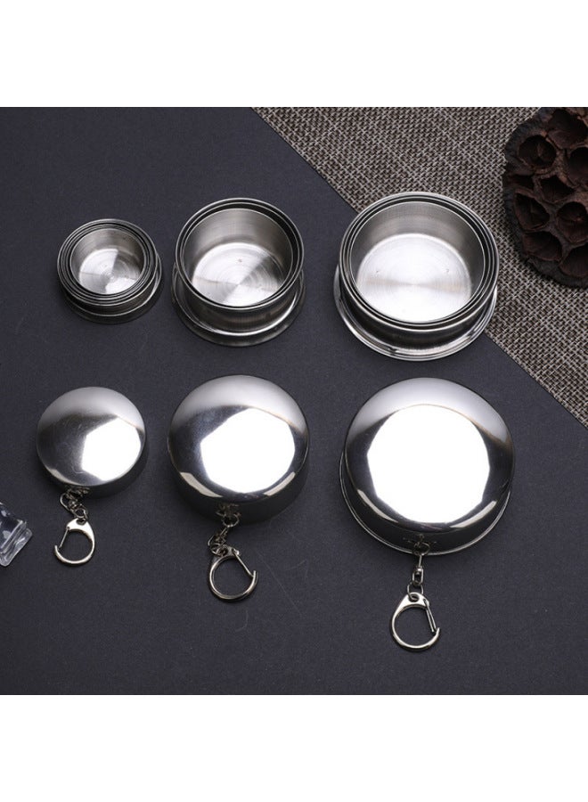 Stainless Steel Retractable Cup Folding Cup Outdoor Travel Wash Cup Portable Creative Compression Cup Mini Small Wine Cup-Color:Stainless Steel-Capacity:40% Off Cups 75ml  - Image 1