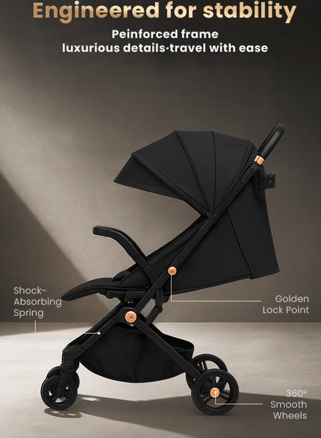 هيبوبي عربية اطفال خفيفة الوزن قابلة للطي مع اتجاهين، مزودة بكوب حامل وصينية طعام، مناسبة للخروج والسفر - Image 3