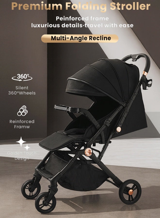 هيبوبي عربية اطفال خفيفة الوزن قابلة للطي مع اتجاهين، مزودة بكوب حامل وصينية طعام، مناسبة للخروج والسفر - Image 2