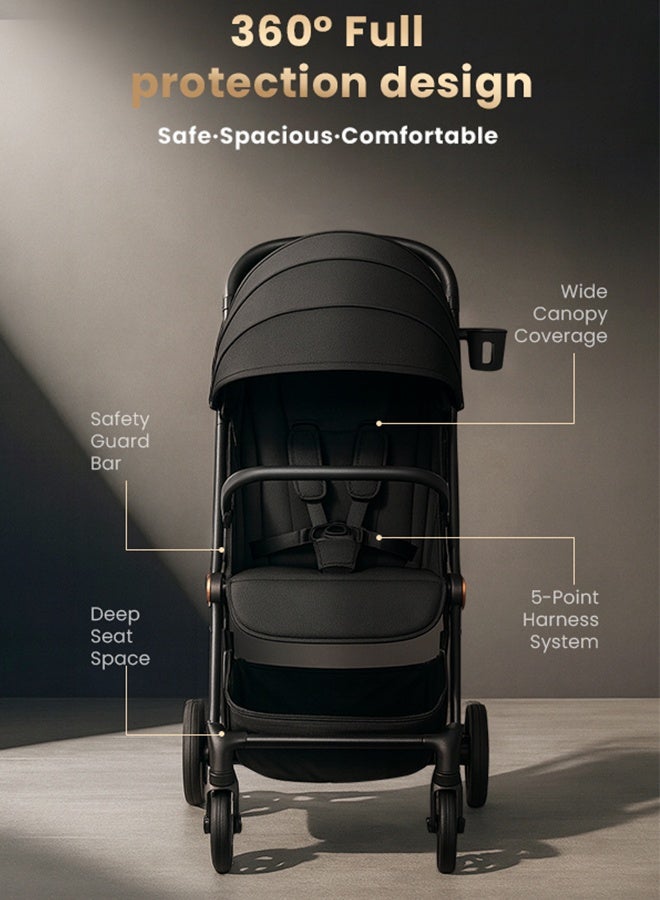 هيبوبي عربية اطفال خفيفة الوزن قابلة للطي مع اتجاهين، مزودة بكوب حامل وصينية طعام، مناسبة للخروج والسفر - Image 4