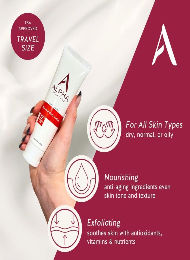 Alpha Skin Care Revitalizing Body Lotion, 12% Glycolic AHA, Simple & Effective Daily Moisturizer Hydroxy Acid, Hydrates & Exfoliates for Soft, Smooth Skin, Anti-Aging, Travel Size, 3 Oz - Image 2
