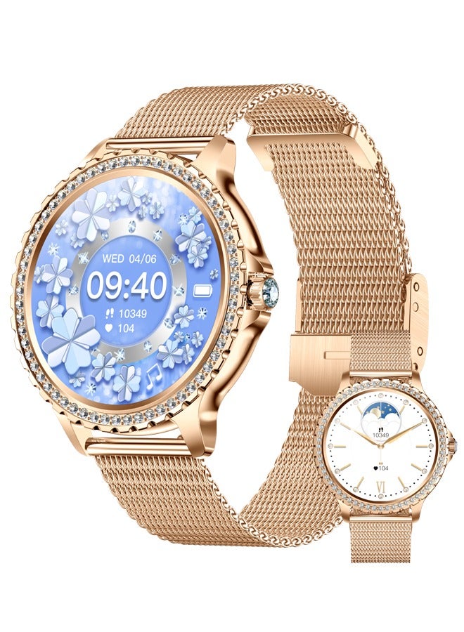 RollsTimi  Fashion Smartwatch BT Call 1.32inch Round Screen Fitness Tracker Life Waterproof Women's i58 Smart Watch Gold - Image 1