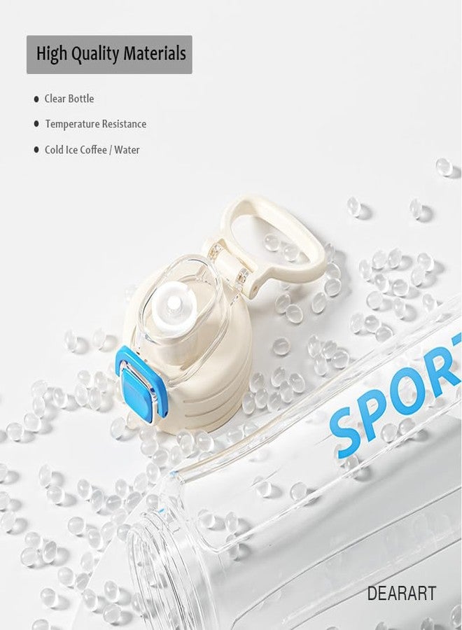DEARART 24oz Water Bottles with Buckle Lock Lid 100% Leakproof Clear Bottle With Straw, for Sport Office School Travel Gym Yoga, White - Image 5