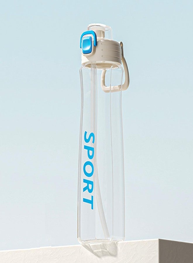 DEARART 24oz Water Bottles with Buckle Lock Lid 100% Leakproof Clear Bottle With Straw, for Sport Office School Travel Gym Yoga, White - Image 1