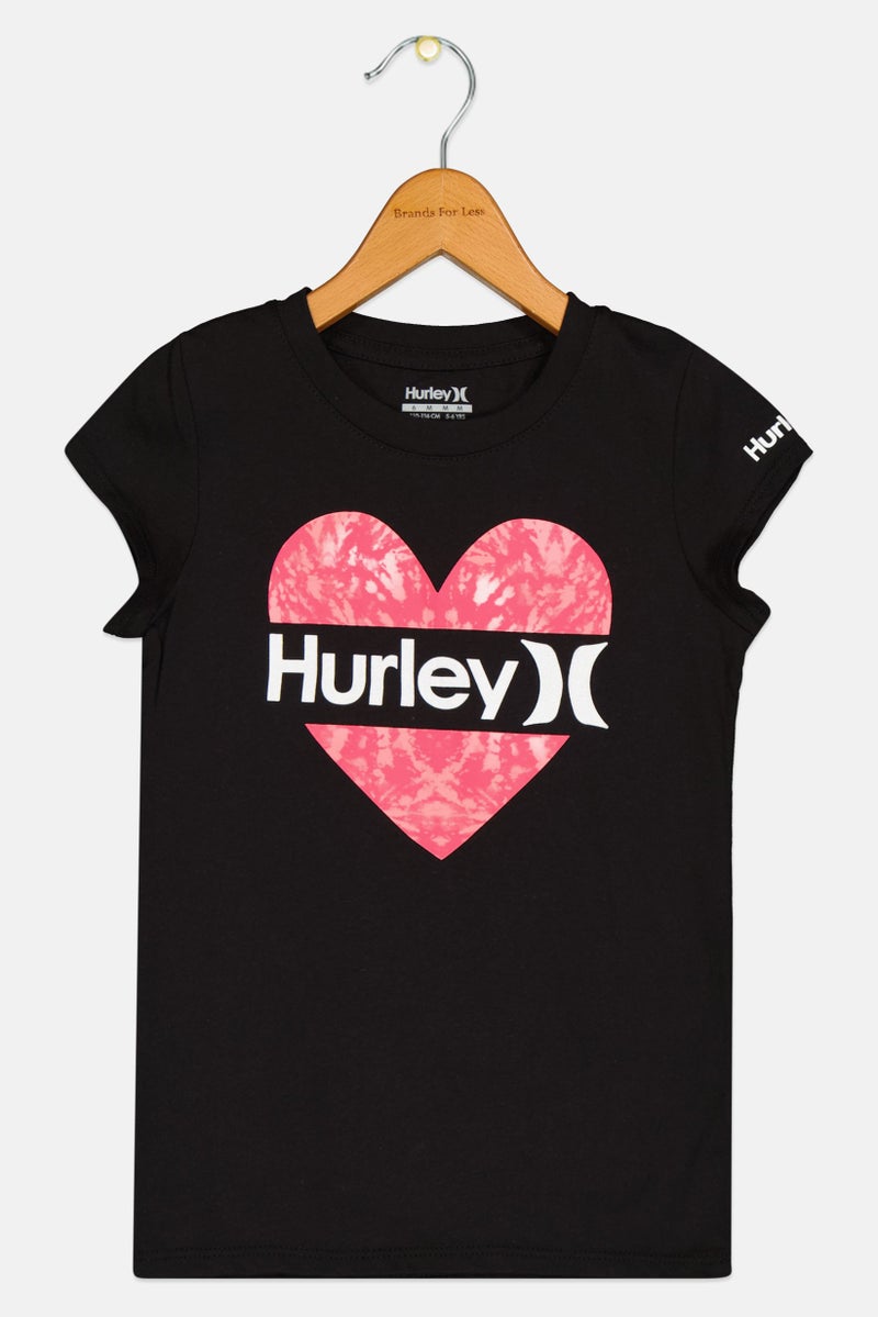 Hurley Kids Girl Sportswear Fit Short Sleeves Outdoor T-shirt, Black  - Image 1