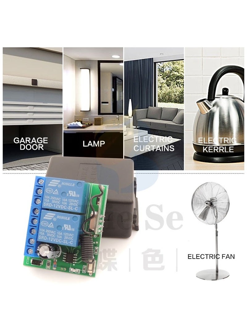 مفتاح إضاءة المنزل الذكي مع جهاز التحكم عن بعد DC12V 10A 2 عصابات لوحة مرحل استقبال لاسلكية ومفتاح Fobs لباب المرآب الكهربائي - Image 4