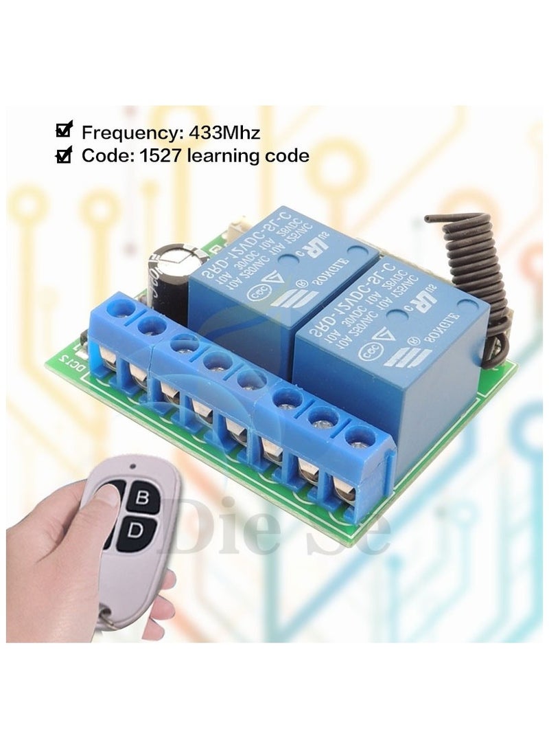مفتاح إضاءة المنزل الذكي مع جهاز التحكم عن بعد DC12V 10A 2 عصابات لوحة مرحل استقبال لاسلكية ومفتاح Fobs لباب المرآب الكهربائي - Image 5