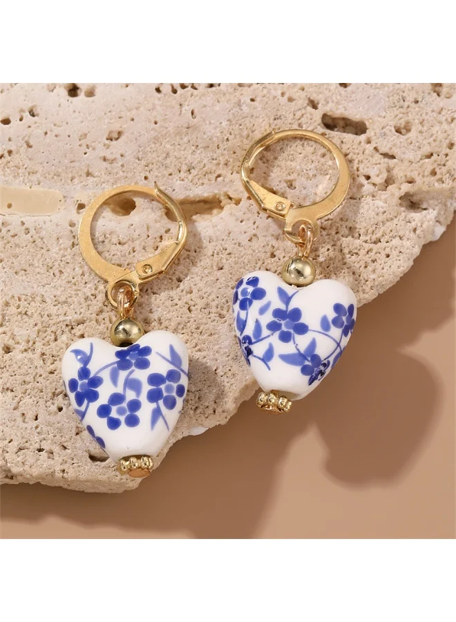 Sosha Elegance  Blue Willow Heart Drop Earrings for Women | Best Price UAE