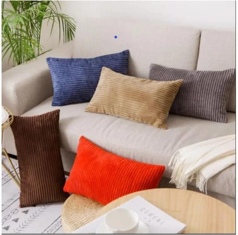 Guffaw Corduroy Rectangular Cushion Covers, Size 12x18, Pack of 2, Multiple Colors (2, Coffee Brown) - Image 5