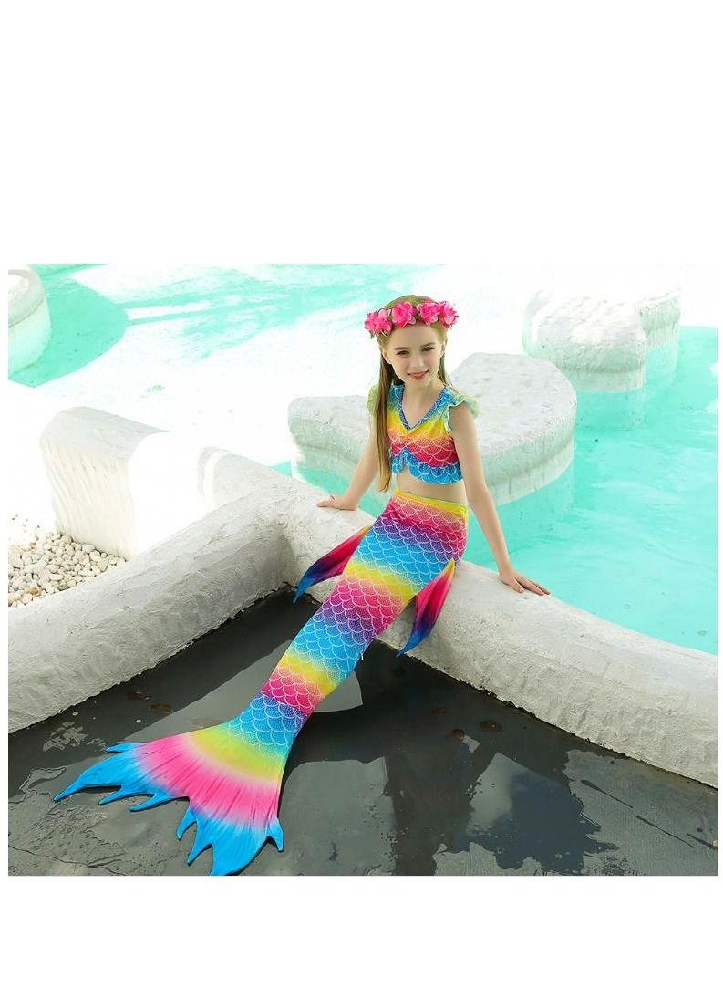 XiuWoo 3-Piece Mermaid Bathing Swimsuit Set  110CM - Image 1