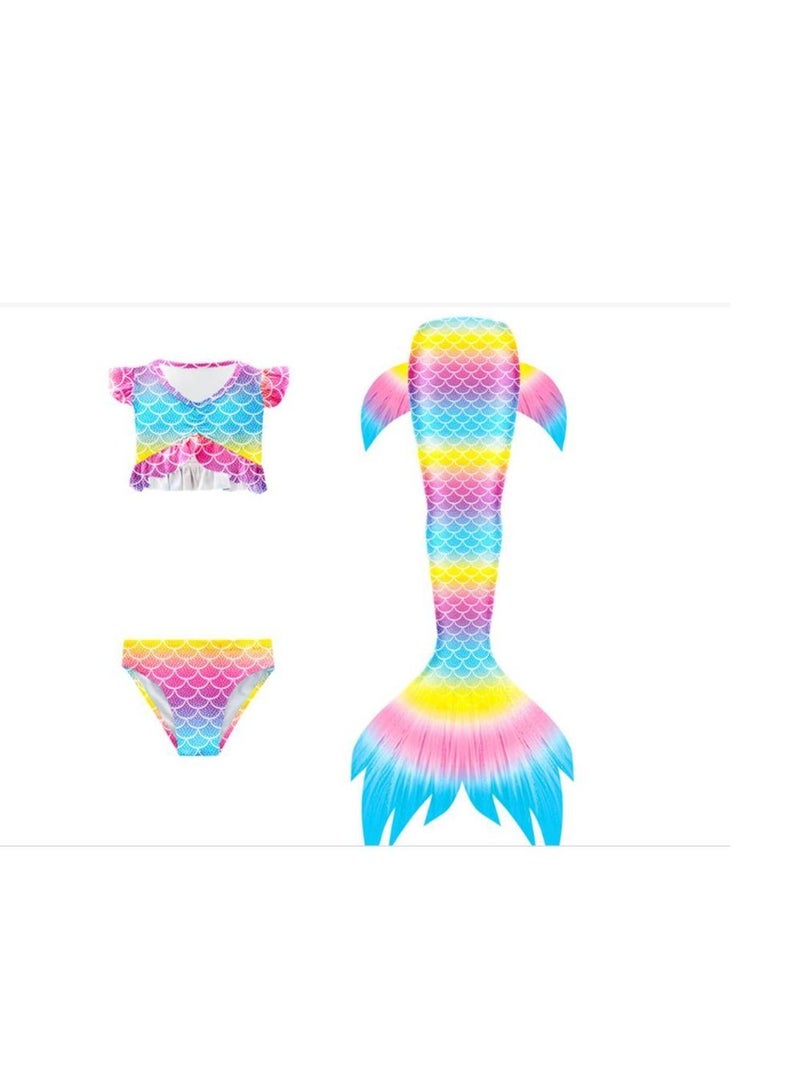 XiuWoo 3-Piece Mermaid Bathing Swimsuit Set  110CM - Image 2