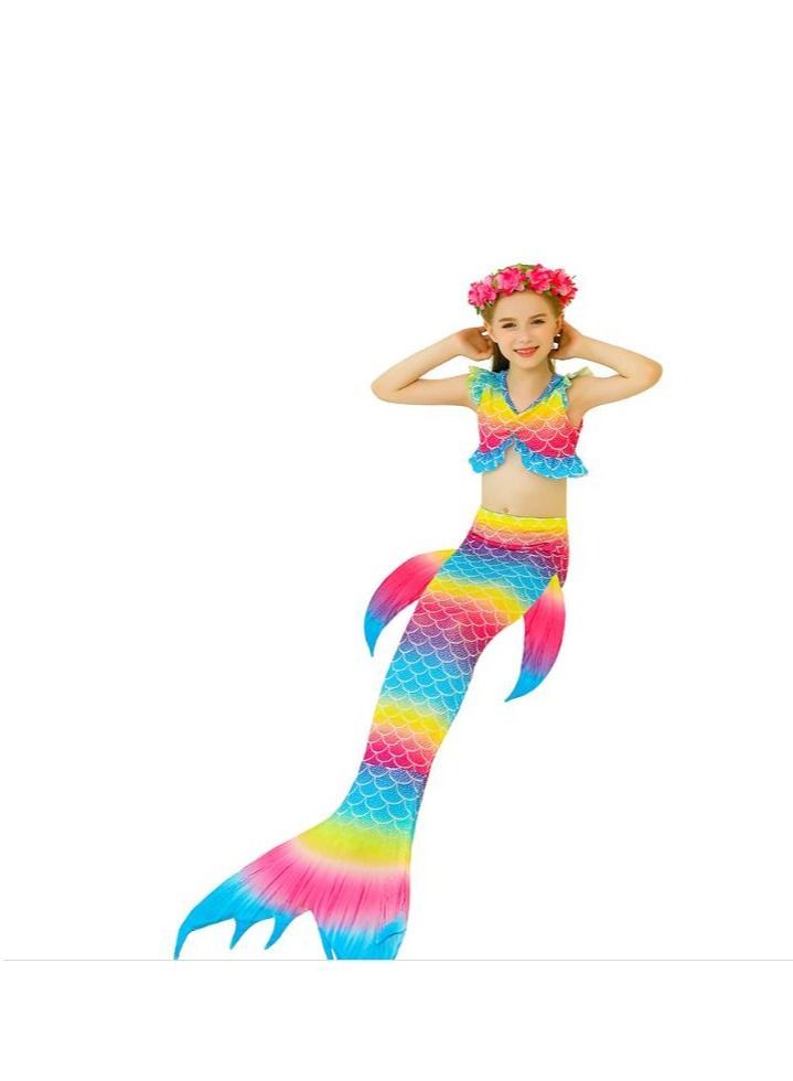 XiuWoo 3-Piece Mermaid Bathing Swimsuit Set  110CM - Image 3