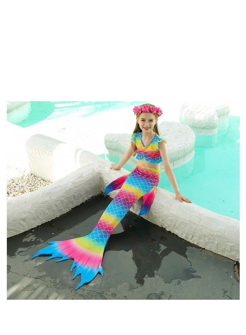 XiuWoo 3-Piece Mermaid Bathing Swimsuit Set  110CM - Image 4