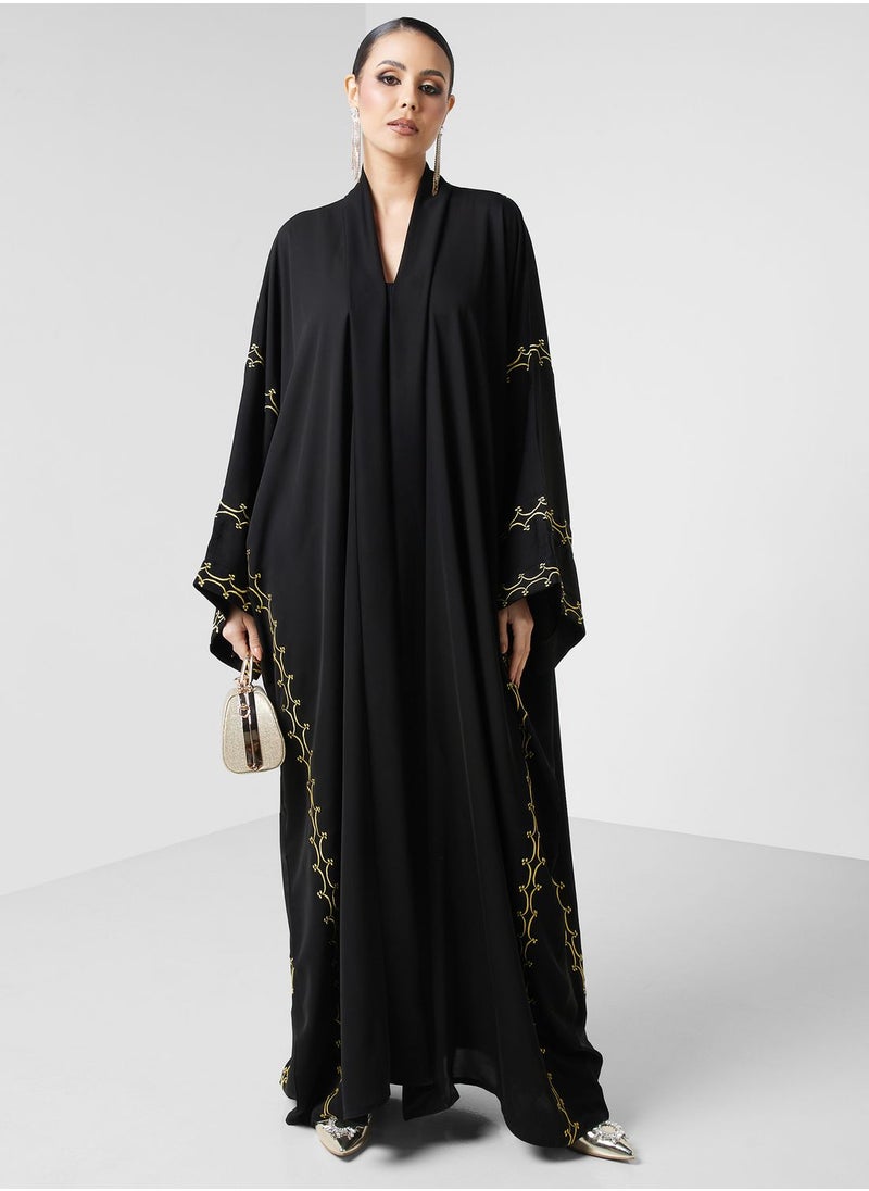 hayas closet - Embroidered Flared Sleeve Abaya - Image 1