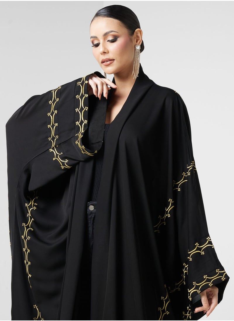 hayas closet - Embroidered Flared Sleeve Abaya - Image 1
