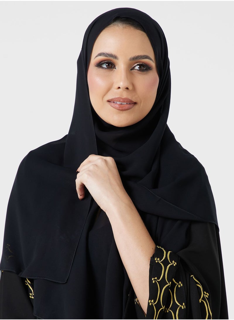 hayas closet - Embroidered Flared Sleeve Abaya - Image 1